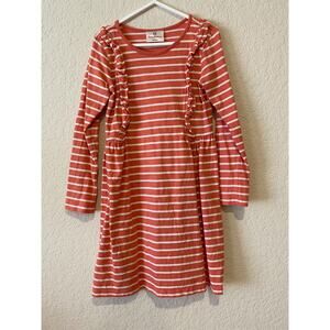 Hanna Andersson Pink White Striped Dress Size 120 6-7 100% Cotton Beach Ruffles